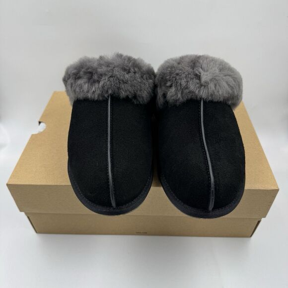 Ugg Australia Women’s Scuffette II Slippers – Suede Black/Grey – Size 8 New - Picture 7 of 16